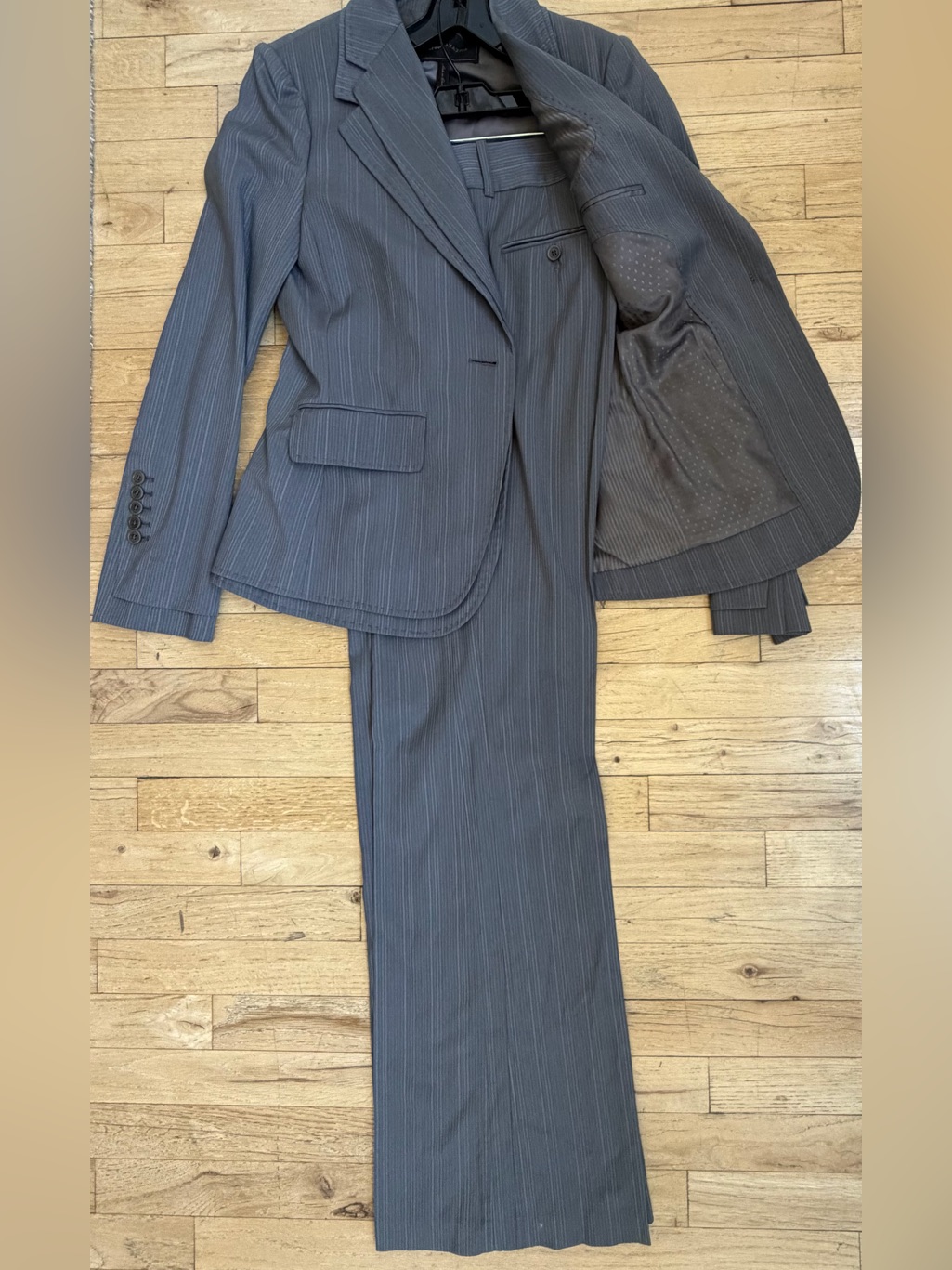 Bcbgmaxazria Gray Pinstripe Suit Blazer & Trouser Set